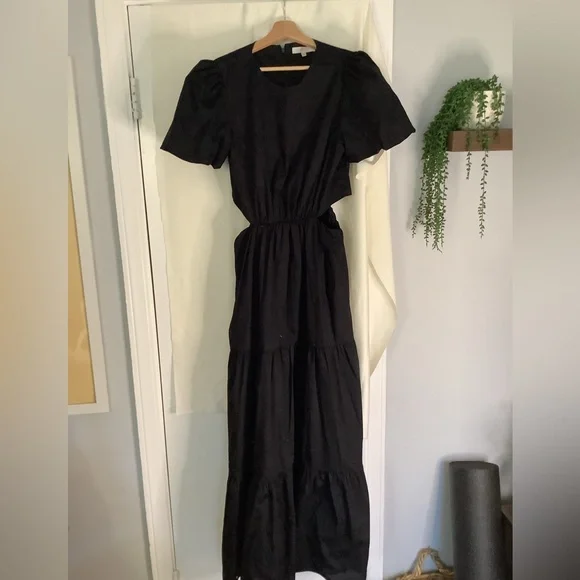wayf black dress WAYF Flutter Sleeve Dress – Royaltique main image 1